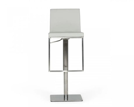 Vig Furniture - Modrest Folsum Modern Light Grey & Brushed Stainless Steel Bar Stool - Vghr5040Gb-1-Ltgry-Bs