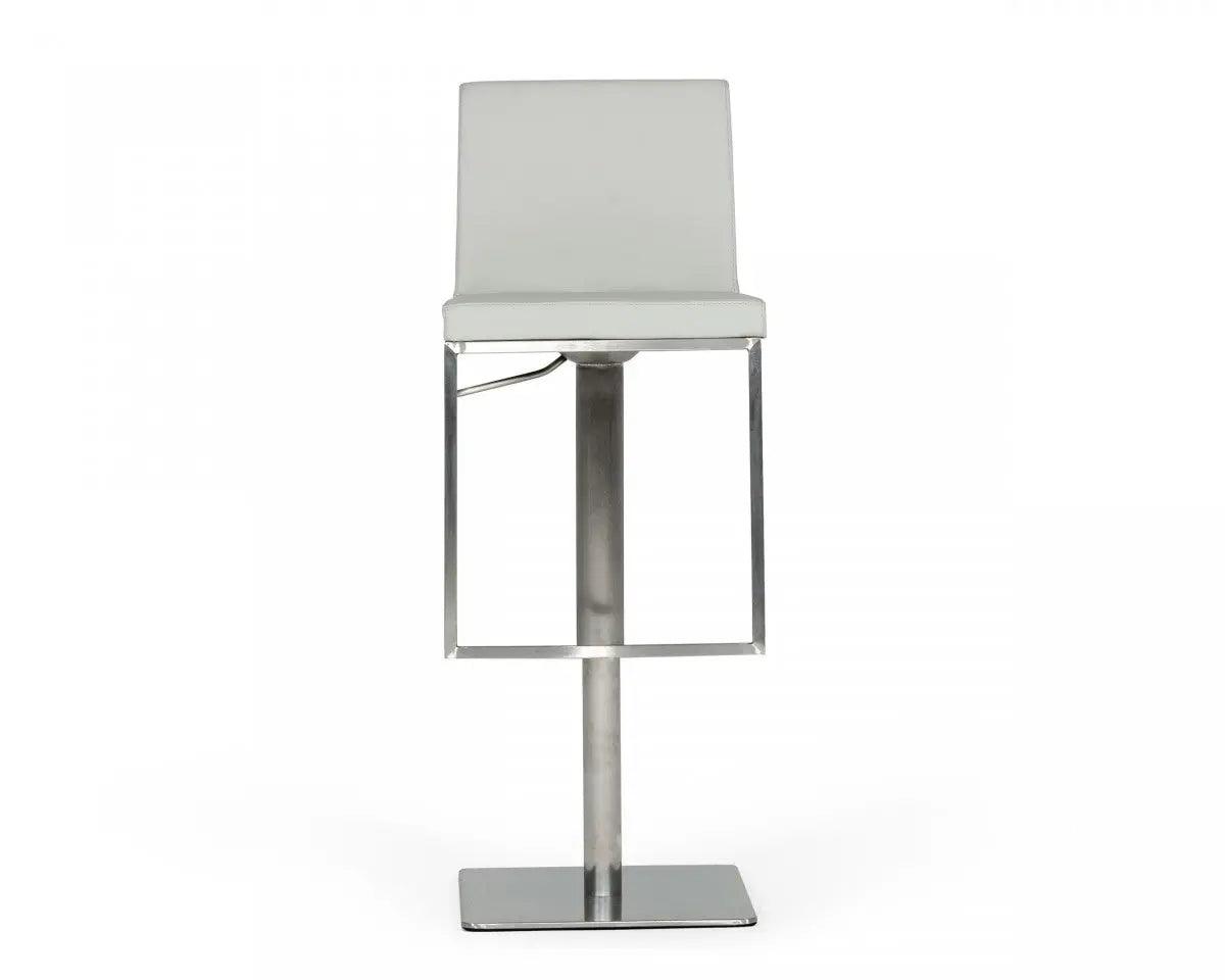 Vig Furniture - Modrest Folsum Modern Light Grey & Brushed Stainless Steel Bar Stool - Vghr5040Gb-1-Ltgry-Bs