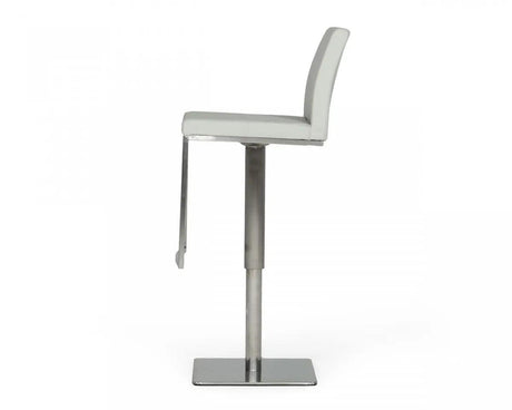 Vig Furniture - Modrest Folsum Modern Light Grey & Brushed Stainless Steel Bar Stool - Vghr5040Gb-1-Ltgry-Bs