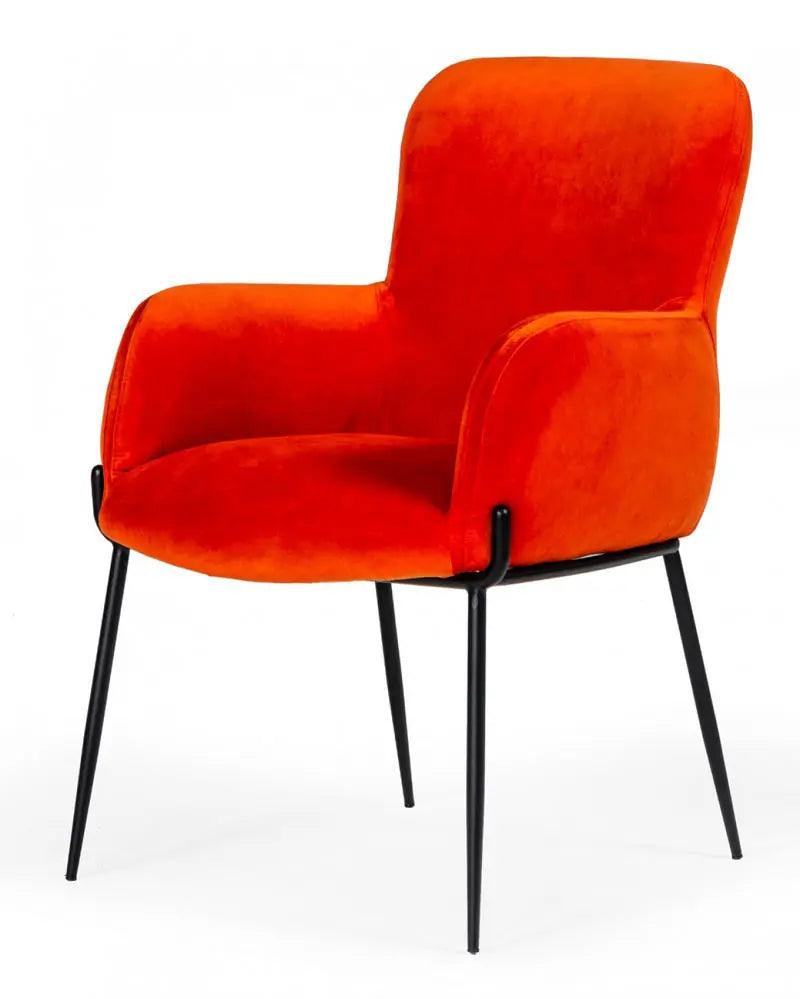 Vig Furniture - Modrest Frisco - Mid-Century Orange Velvet Dining Chair - Vgeumc-9577Ch-A