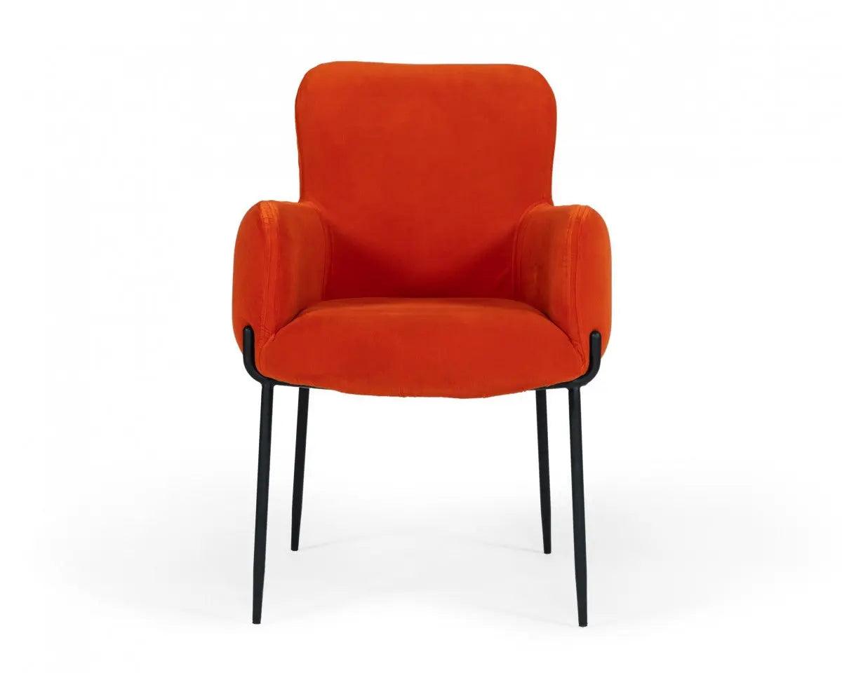 Vig Furniture - Modrest Frisco - Mid-Century Orange Velvet Dining Chair - Vgeumc-9577Ch-A