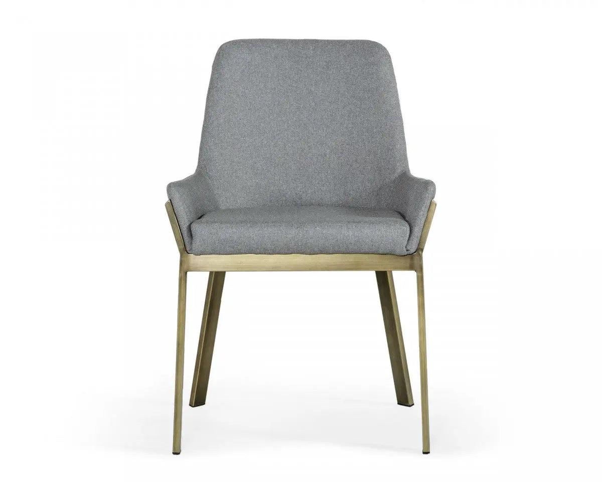 Vig Furniture - Modrest Ganon Modern Grey & Antique Brass Dining Chair - Vggaga-6736Ch-Gry-Dc