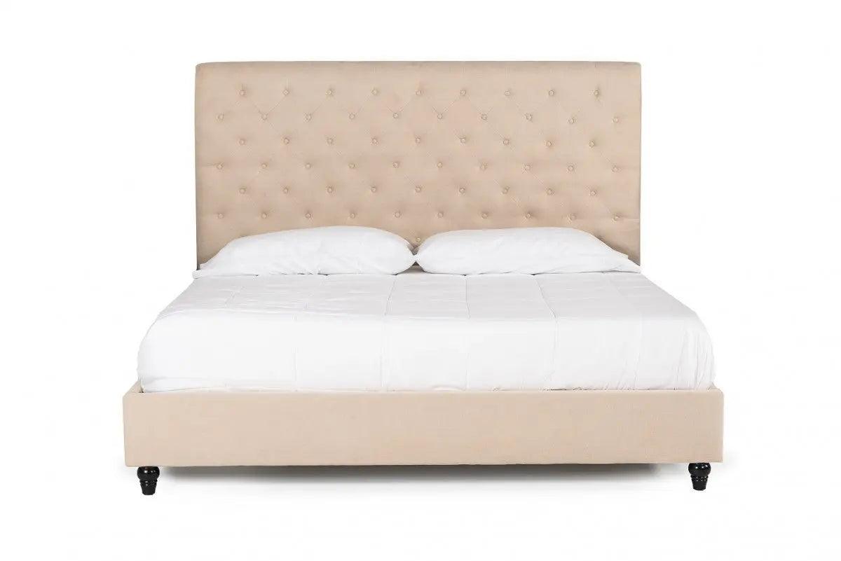 Vig Furniture - Modrest Garland Modern Beige Fabric Bed - Vgjy-602-Bge