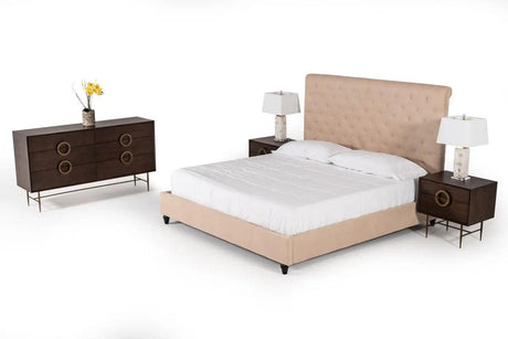 Vig Furniture - Modrest Garland Modern Beige Fabric Bed - Vgjy-602-Bge