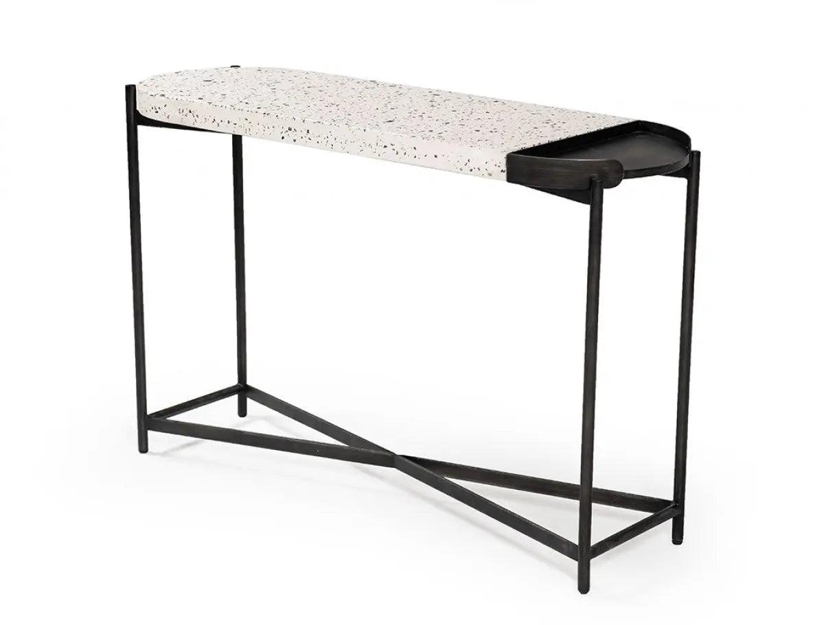 Vig Furniture - Modrest Gemini Modern White Terrazzo Concrete & Black Metal Console Table - Vglbduo-Cs120-01