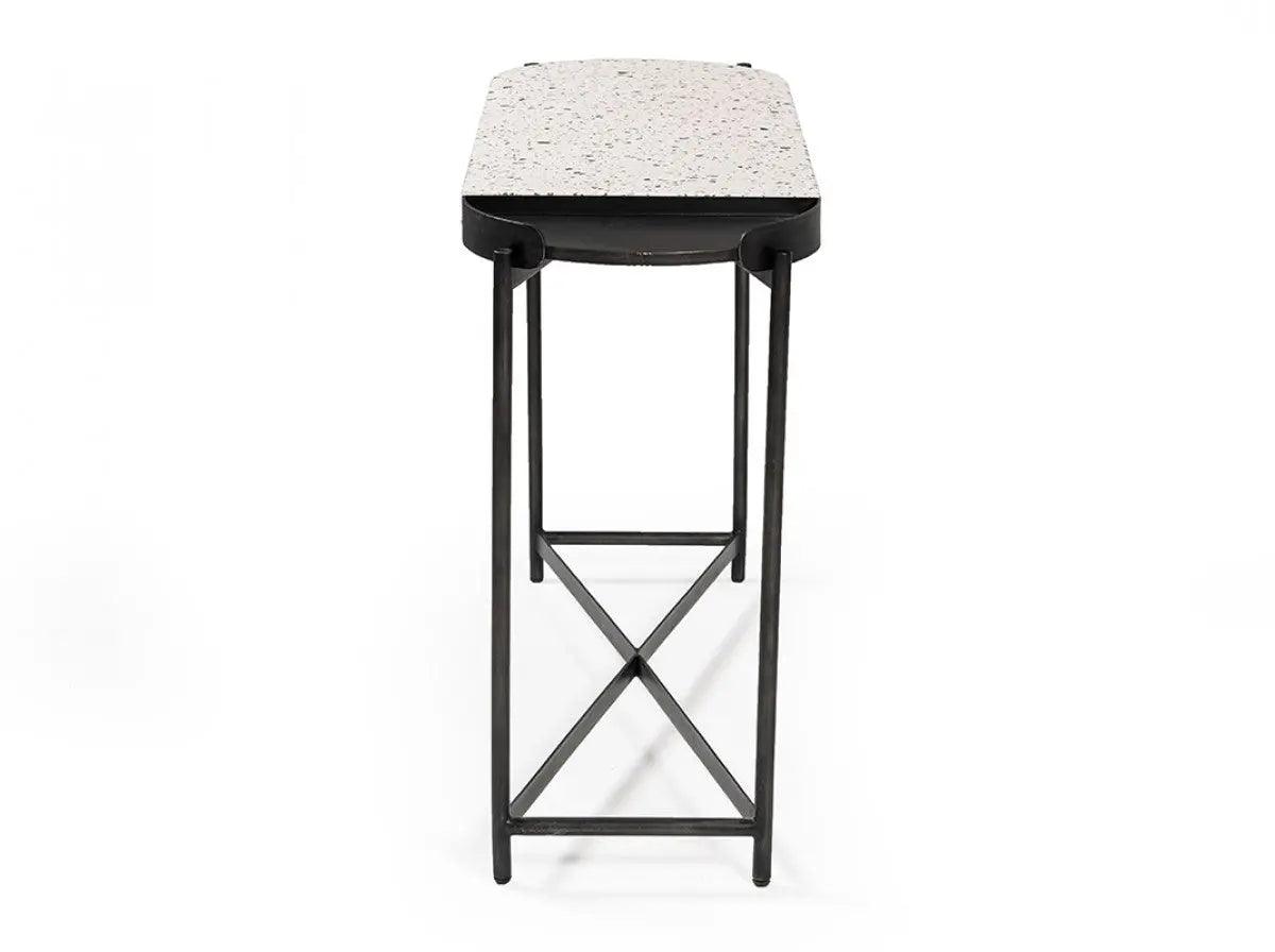 Vig Furniture - Modrest Gemini Modern White Terrazzo Concrete & Black Metal Console Table - Vglbduo-Cs120-01