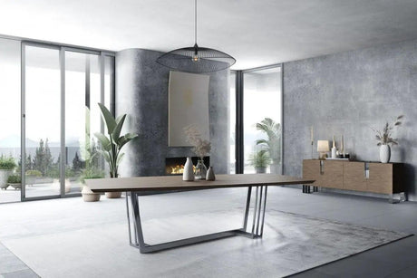 Vig Furniture - Modrest Gilroy - Modern Walnut & Stainless Steel Dining Table - Vgbbmi2003T-Wal-Dt