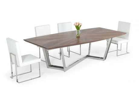 Vig Furniture - Modrest Gilroy - Modern Walnut & Stainless Steel Dining Table - Vgbbmi2003T-Wal-Dt