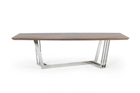 Vig Furniture - Modrest Gilroy - Modern Walnut & Stainless Steel Dining Table - Vgbbmi2003T-Wal-Dt