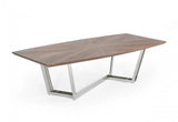 Vig Furniture - Modrest Gilroy - Modern Walnut & Stainless Steel Dining Table - Vgbbmi2003T-Wal-Dt