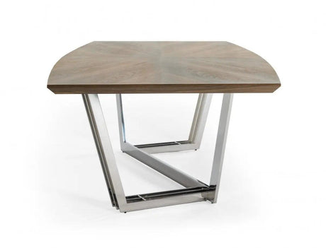 Vig Furniture - Modrest Gilroy - Modern Walnut & Stainless Steel Dining Table - Vgbbmi2003T-Wal-Dt