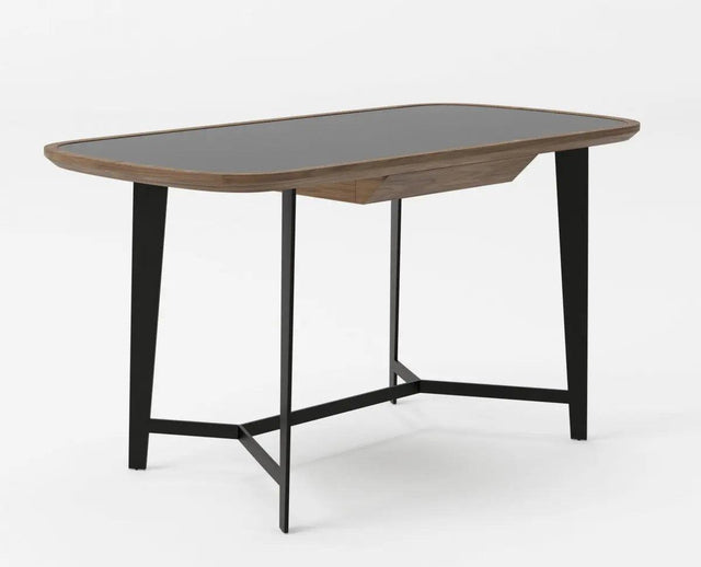 Vig Furniture - Modrest Girard - Modern Walnut & Black Glass Desk - Vgbbmq2002Dk-2