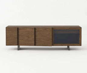 Modrest Glencoe Modern Walnut & Grey Glass Buffet Vgbbmk2005Sb-Buff