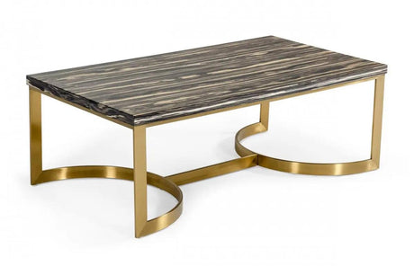 Vig Furniture - Modrest Greely - Glam Black And Gold Marble Coffee Table - Vgodlz-178C