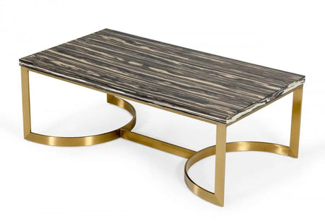 Vig Furniture - Modrest Greely - Glam Black And Gold Marble Coffee Table - Vgodlz-178C