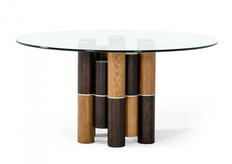 Vig Furniture - Modrest Greta - Modern Glass & Walnut Dining Table - Vgcsrt-19070-Wal-Dt