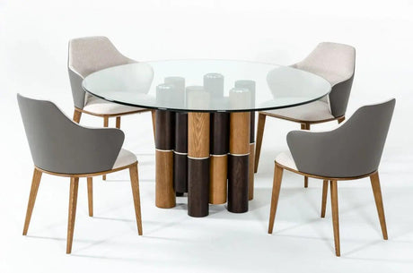 Vig Furniture - Modrest Greta - Modern Glass & Walnut Dining Table - Vgcsrt-19070-Wal-Dt