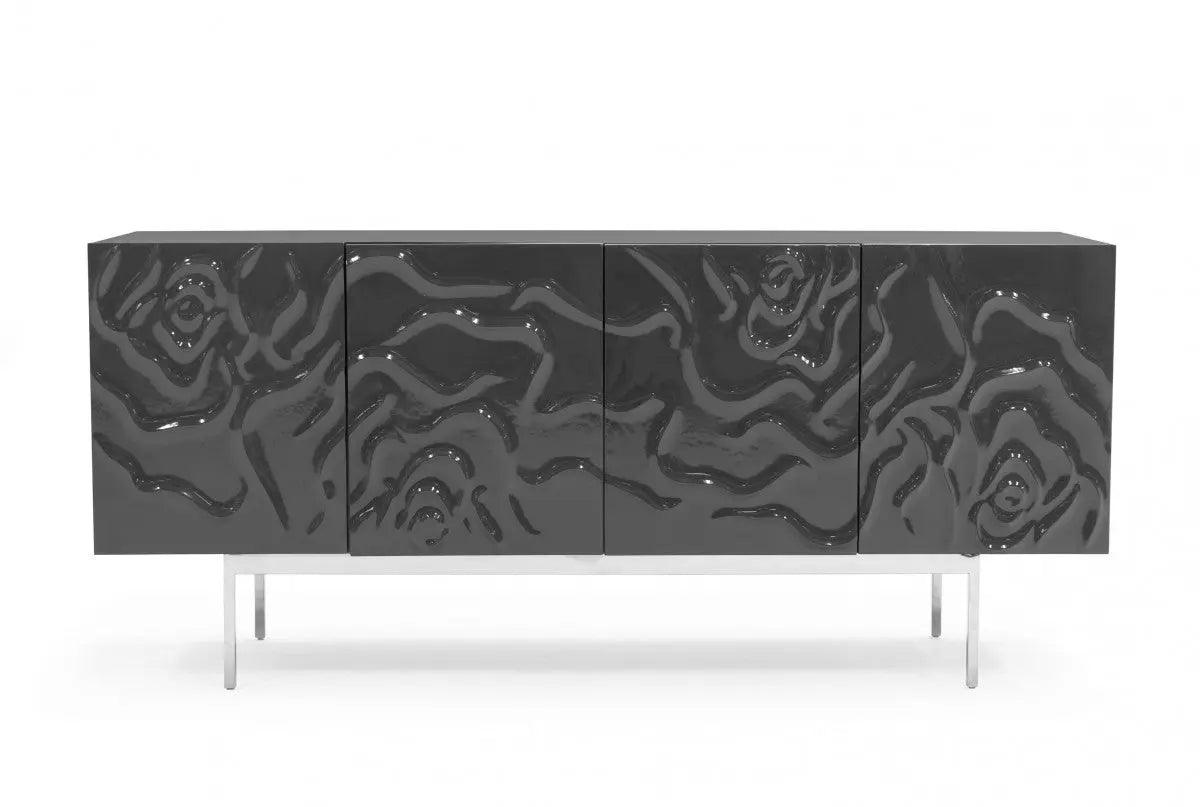 Vig Furniture - Modrest Gwen Modern Grey High Gloss Buffet - Vgvcg2007-Gs-Gry-Buf