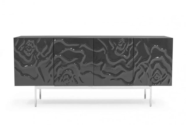 Vig Furniture - Modrest Gwen Modern Grey High Gloss Buffet - Vgvcg2007-Gs-Gry-Buf