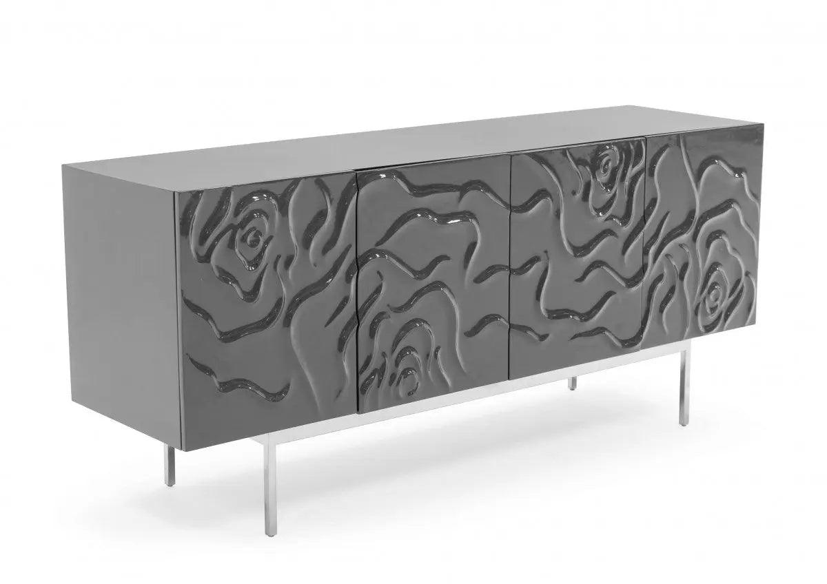 Vig Furniture - Modrest Gwen Modern Grey High Gloss Buffet - Vgvcg2007-Gs-Gry-Buf