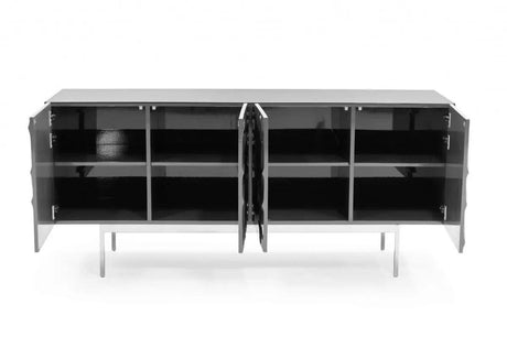 Vig Furniture - Modrest Gwen Modern Grey High Gloss Buffet - Vgvcg2007-Gs-Gry-Buf