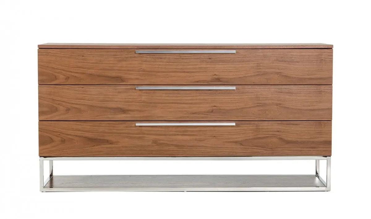 Vig Furniture - Modrest Heloise - Contemporary Walnut & Stainless Steel Dresser - Vgbbmc1502-Drs