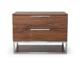 Vig Furniture - Modrest Heloise - Contemporary Walnut & Stainless Steel Nightstand - Vgbbmb1502-Ns