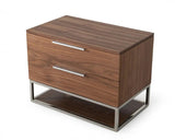 Vig Furniture - Modrest Heloise - Contemporary Walnut & Stainless Steel Nightstand - Vgbbmb1502-Ns