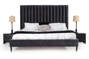 Modrest Hemlock Modern Grey Velvet Bed Vgkkb606-Gry