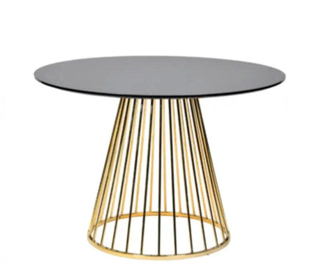 Vig Furniture - Modrest Holly Modern Black & Gold Round Dining Table - Vgfh-Fdt7012-Blk