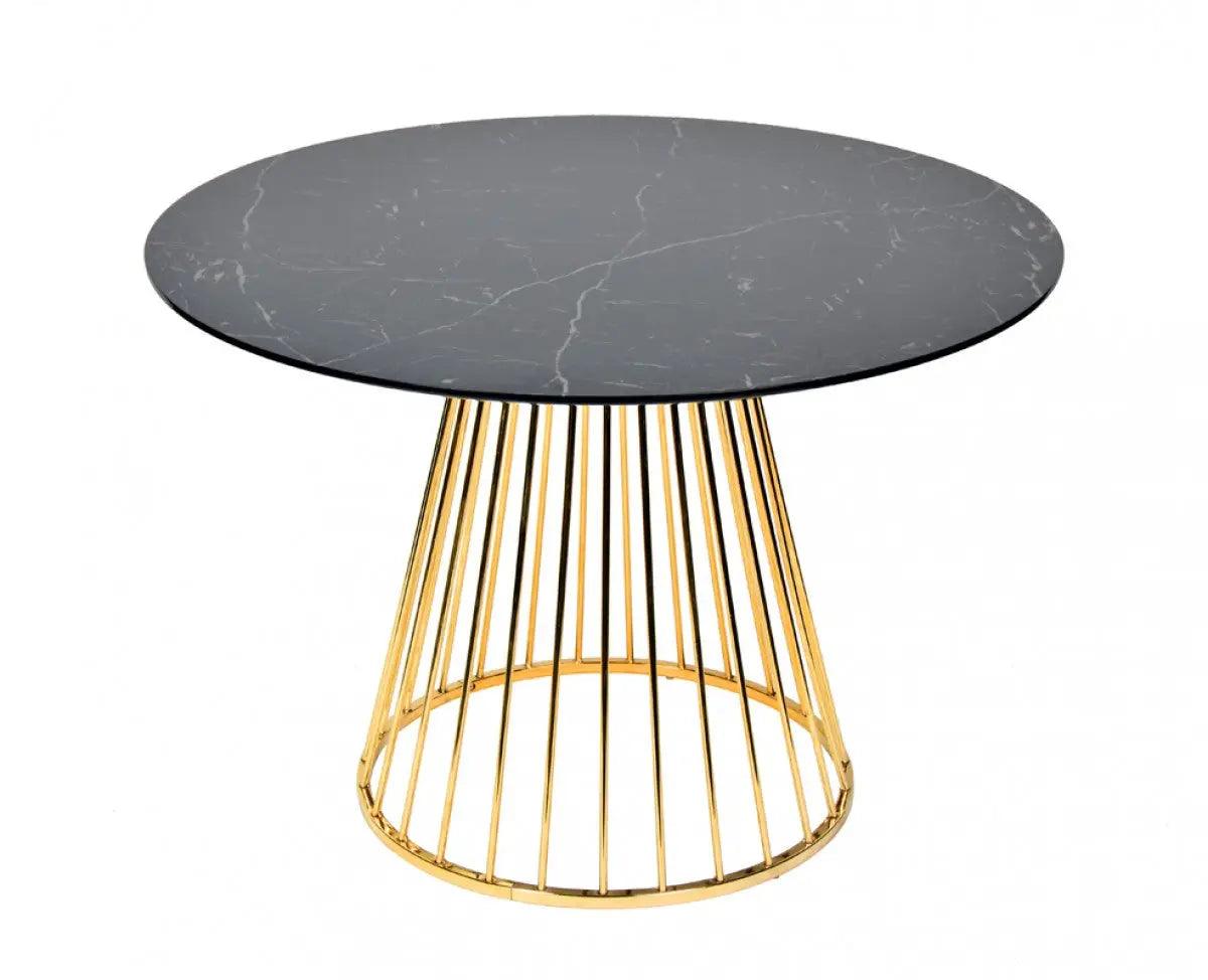 Vig Furniture - Modrest Holly Modern Black & Gold Round Dining Table - Vgfh-Fdt7012-Blk