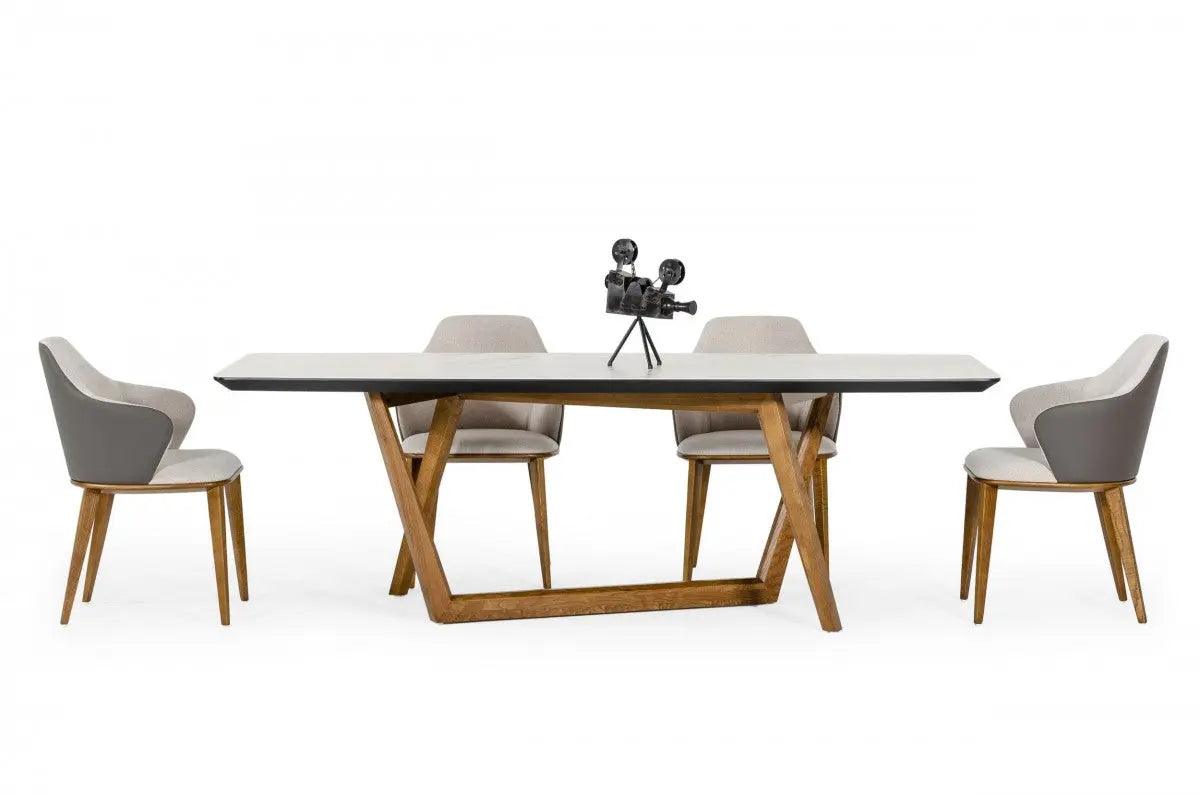 Vig Furniture - Modrest James - Contemporary Walnut & White Dining Table - Vgcsdt-19078-Wal-Dt