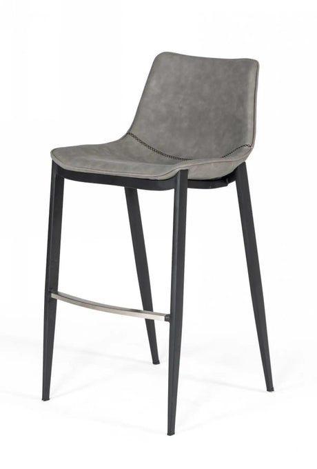 Vig Furniture - Modrest Jane - Modern Grey Eco-Leather Bar Stool (Set Of 2) - Vghr5361-B