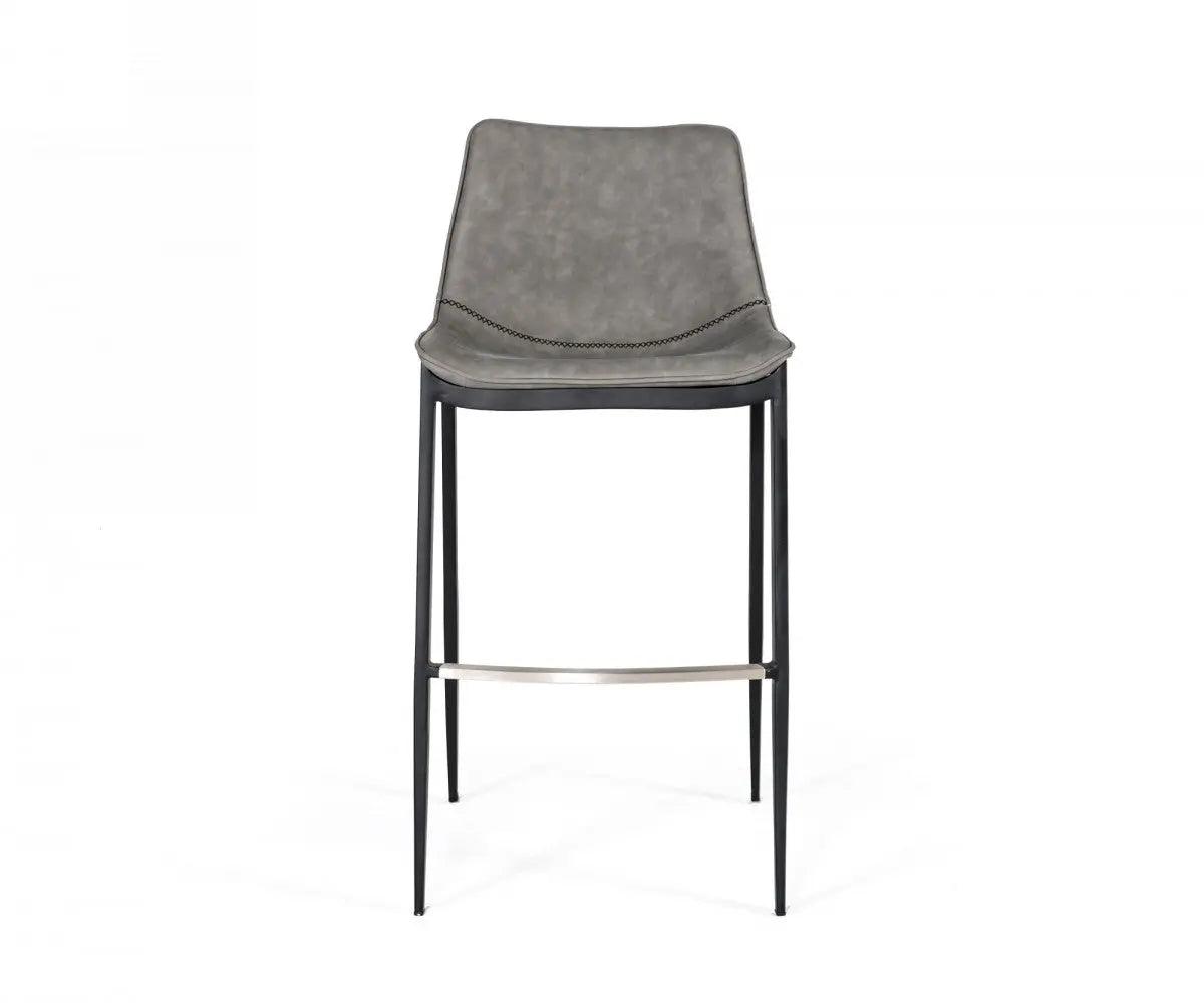 Vig Furniture - Modrest Jane - Modern Grey Eco-Leather Bar Stool (Set Of 2) - Vghr5361-B