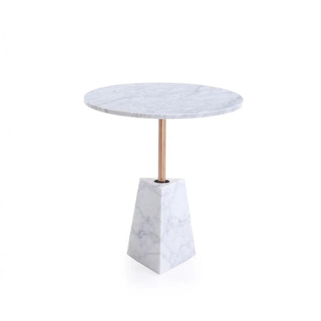 Vig Furniture - Modrest Jeanette - Contemporary White Marble & Rosegold End Table - Vgvcet7010-Wht-Et