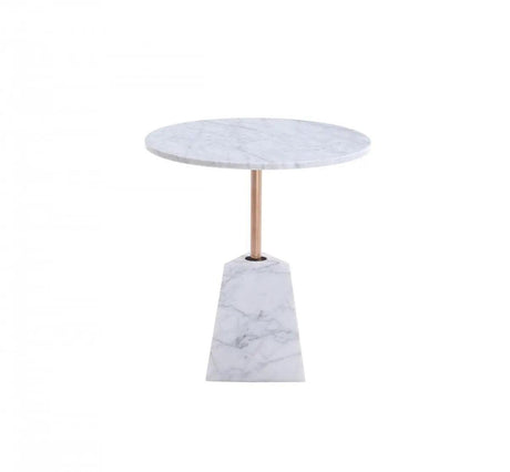 Vig Furniture - Modrest Jeanette - Contemporary White Marble & Rosegold End Table - Vgvcet7010-Wht-Et