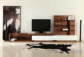 Modrest Jefferson Modern Walnut And White High Gloss Tv Unit Vgbb662N-Wal