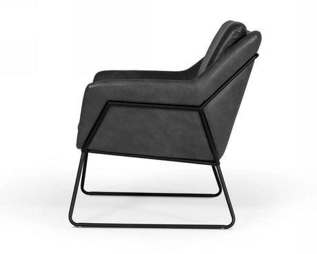 Vig Furniture - Modrest Jennifer - Industrial Dark Grey Eco-Leather Accent Chair - Vgbnec-090-Dkgry