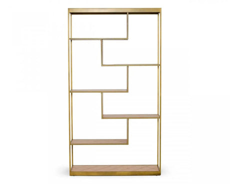 Vig Furniture - Modrest Jessica - Modern Oak & Brass Bookshelf - Vggmbk-1179-Shelf