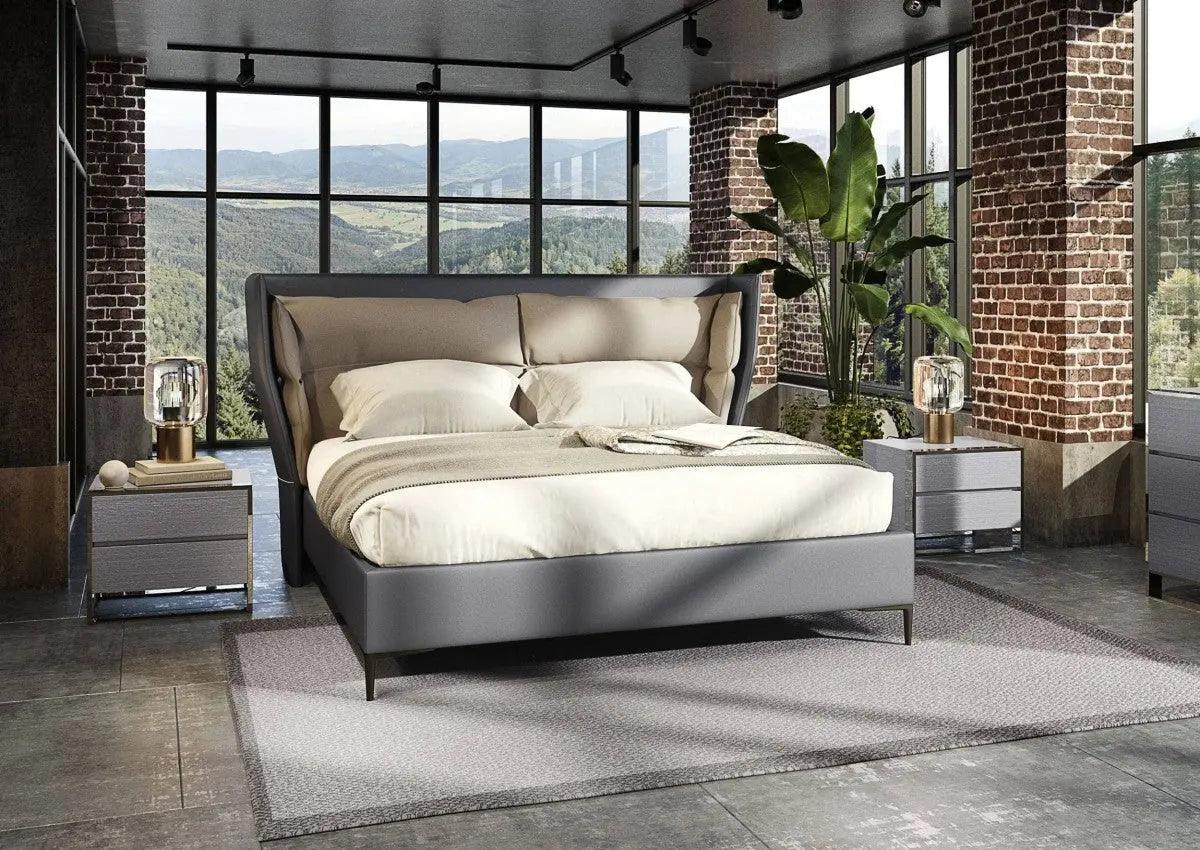 Vig Furniture - Modrest Jolene - Eastern King Dark & Light Grey Leatherette Bed - Vgbbma2013K-Gry-Bed-Ek