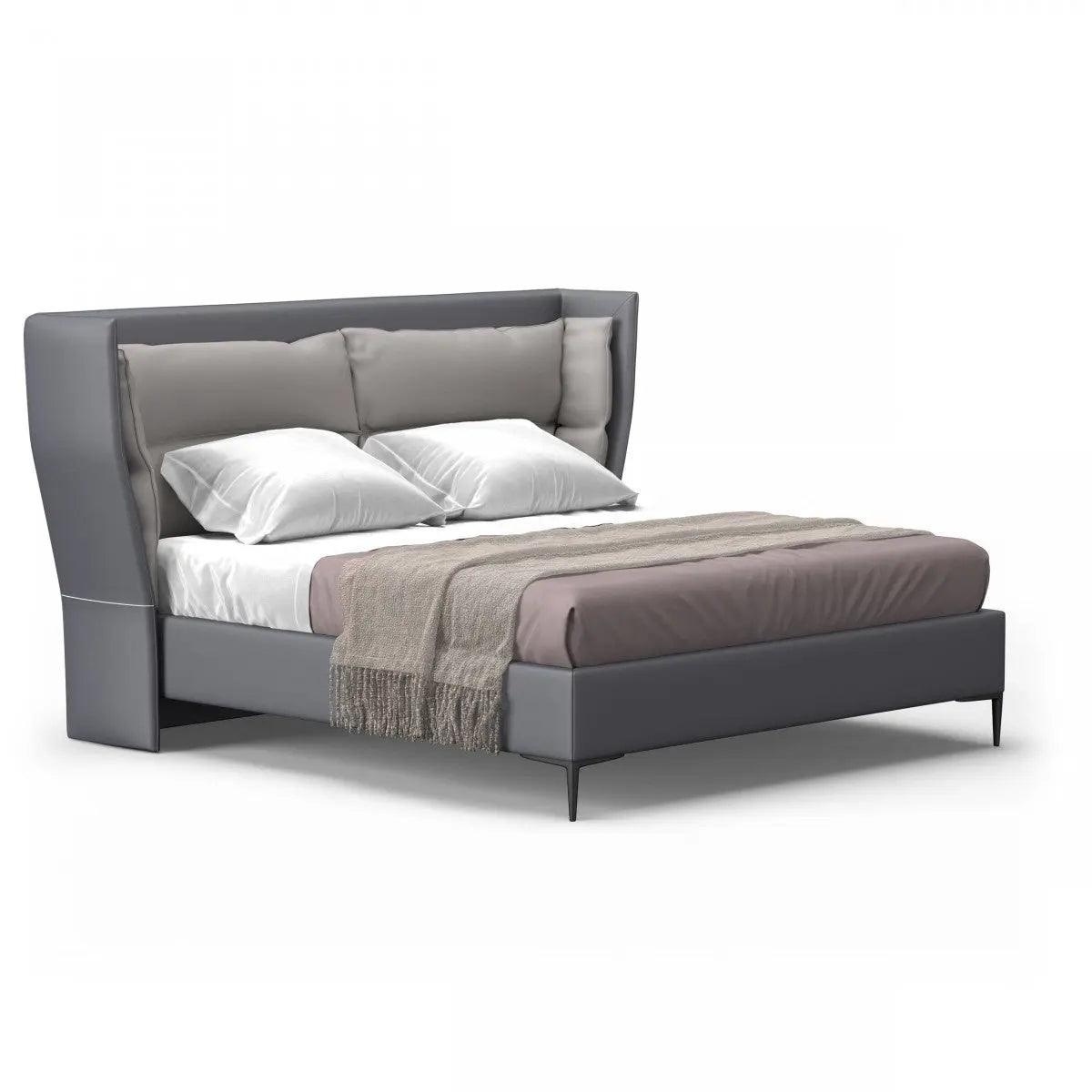 Vig Furniture - Modrest Jolene - Eastern King Dark & Light Grey Leatherette Bed - Vgbbma2013K-Gry-Bed-Ek