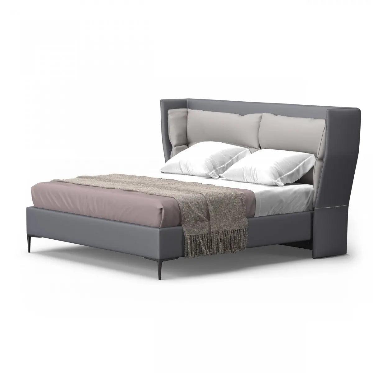 Vig Furniture - Modrest Jolene - Eastern King Dark & Light Grey Leatherette Bed - Vgbbma2013K-Gry-Bed-Ek