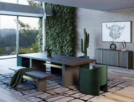 Modrest June Modern Dark Grey & Walnut Dining Table Vggr639082-Wal-Dt
