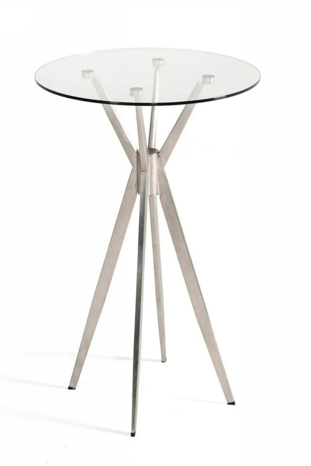 Vig Furniture - Modrest Kaitlyn - Modern Stainless Steel & Glass Bar Table - Vghr7039-Ss