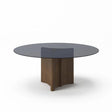 Modrest Kaye Modern Walnut Glass 59" Round Dining Table Vgbbmi2102A-Brn-Dt