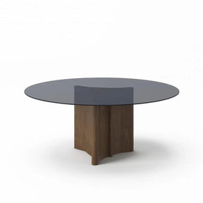 Modrest Kaye Modern Walnut Glass 59" Round Dining Table Vgbbmi2102A-Brn-Dt