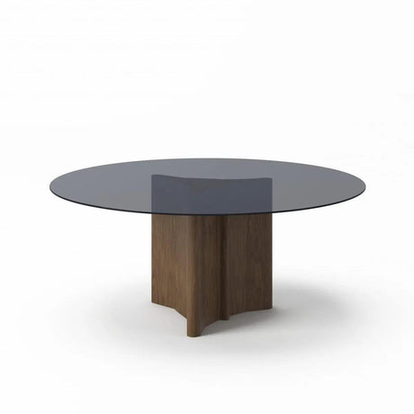 Vig Furniture - Modrest Kaye Modern Walnut Glass 59" Round Dining Table - Vgbbmi2102A-Brn-Dt