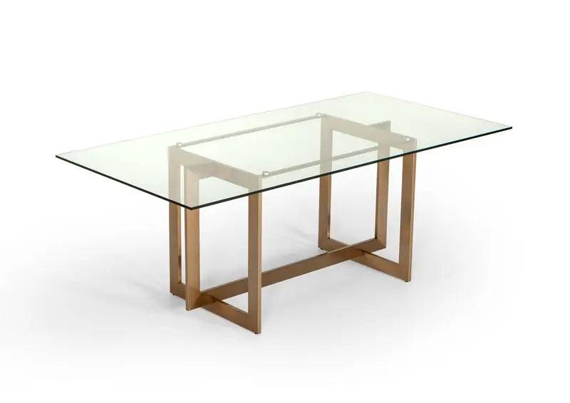 Vig Furniture - Modrest Keaton Modern Glass & Brass Dining Table - Vgvct8961-G
