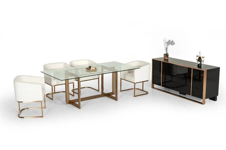 Vig Furniture - Modrest Keaton Modern Glass & Brass Dining Table - Vgvct8961-G