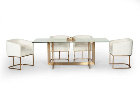 Vig Furniture - Modrest Keaton Modern Glass & Brass Dining Table - Vgvct8961-G